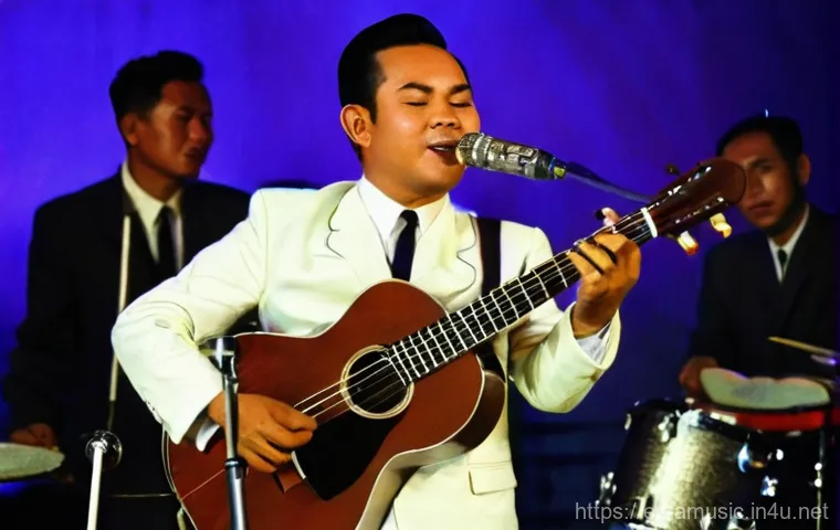 캄보디아 록 음악 대표 곡  Chnam Oun 16   by Sinn Sisamouth - **Sinn Sisamouth, The King of Khmer Music, on Stage in 1960s Phnom Penh.**
    A dynamic, charismati...