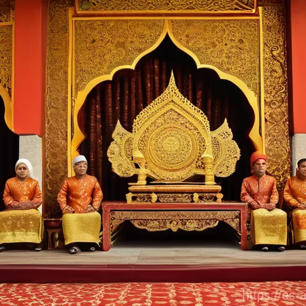 말레이시아 가믈란 음악 비하인드 스토리 - **Prompt: Majestic Malaysian Royal Gamelan Performance at Dusk**
    A grand and serene scene depict...