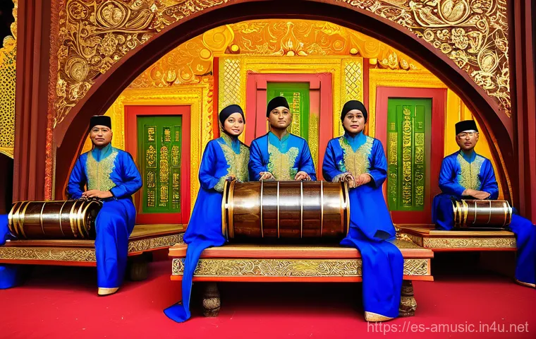 말레이시아 가믈란 음악 비하인드 스토리 - **Prompt: Majestic Malaysian Royal Gamelan Performance at Dusk**
    A grand and serene scene depict...