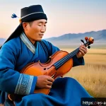 몽골 푸른 초원의 노래 비하인드 스토리 - A vast Mongolian blue grassland under a wide open sky during sunrise, gentle wind blowing over endle...