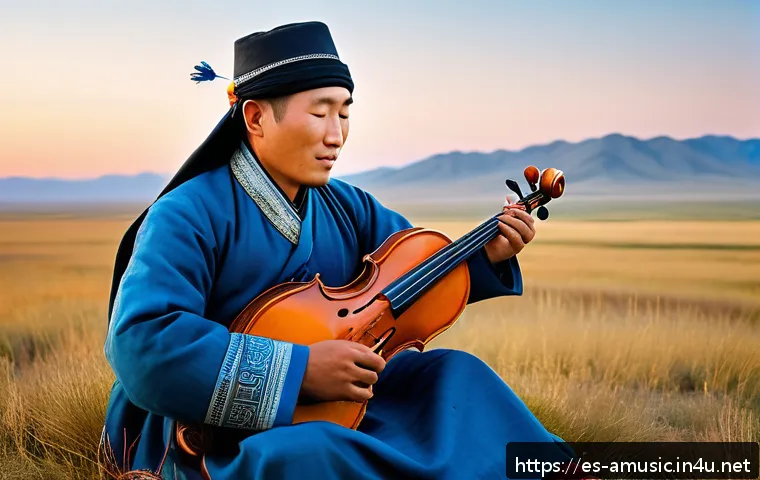 몽골 푸른 초원의 노래 비하인드 스토리 - A vast Mongolian blue grassland under a wide open sky during sunrise, gentle wind blowing over endle...